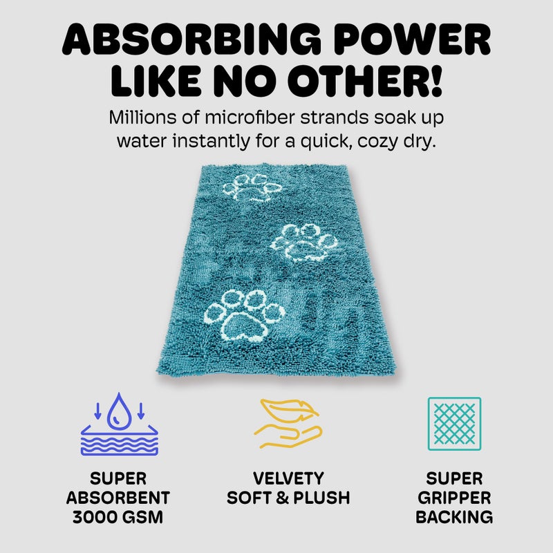 Dog Gone Smart Dirty Dog Doormat - Fast Drying Rug with Super Gripper Backing for Clean Floors - Super Absorbent and Machine Washable Mat for Muddy Paws - Pacific Blue - Image 3
